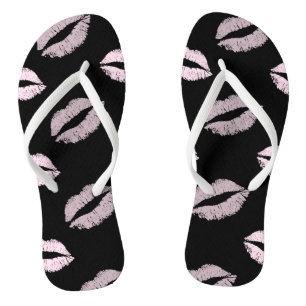 Silbrige Rosa-Küsse Flip Flops