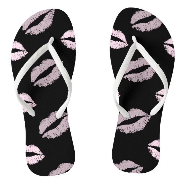 Silbrige Rosa-Küsse Flip Flops (Fußbett)