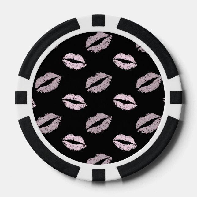 Silbrige Rosa-Küsse Pokerchips (Vorderseite)