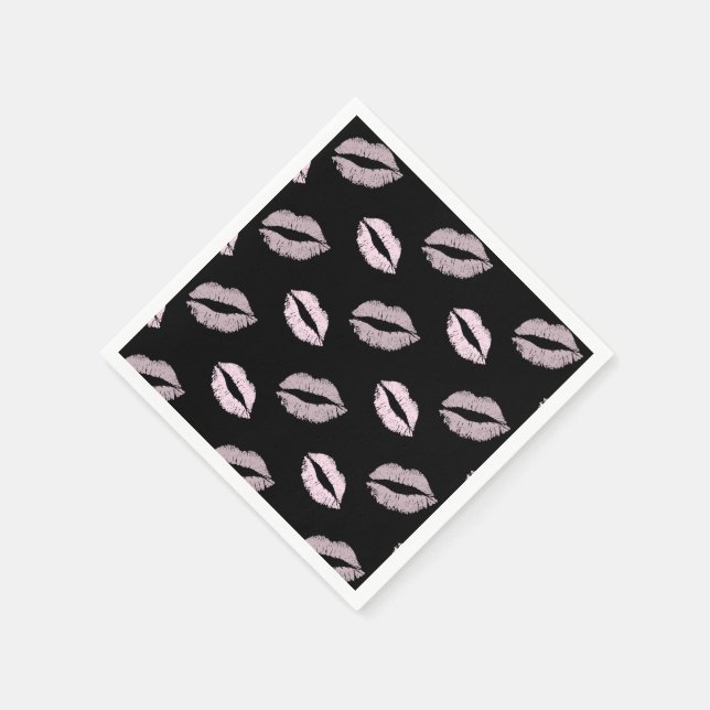 Silbrige Rosa-Küsse Serviette (Ecke)