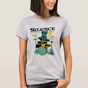 Silence Destroyer Niedlich Cat Playing Drums T-Shirt