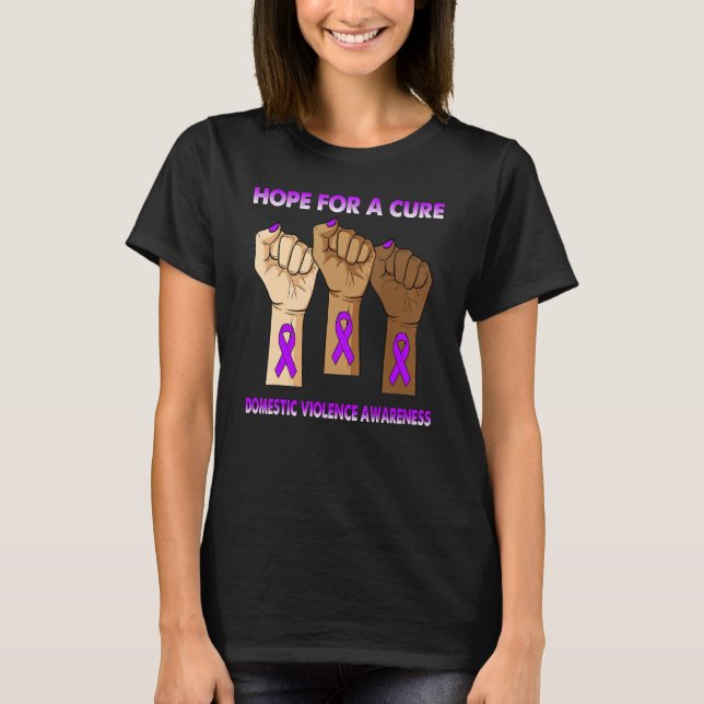 Silence Hand Hope For A Cure Domestic Violence Awa T-Shirt (Vorderseite)