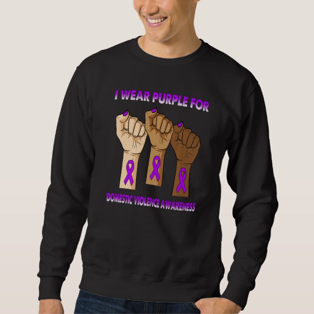 Silence Hand I Wear Purple For Domestic Violence A Sweatshirt (Vorderseite)