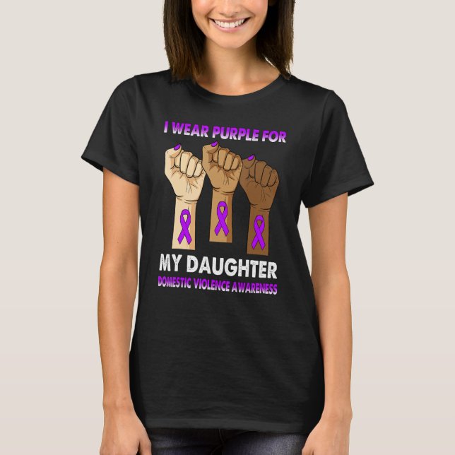 Silence Hand I Wear Purple For My Daughter Domesti T-Shirt (Vorderseite)