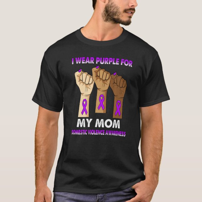 Silence Hand I Wear Purple For My Mom Domestic Vio T-Shirt (Vorderseite)