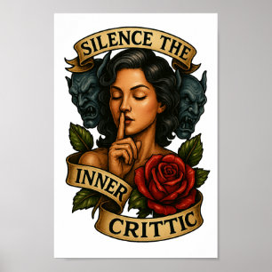 Silence Inner Critic Tattoo PNG Clipart Poster