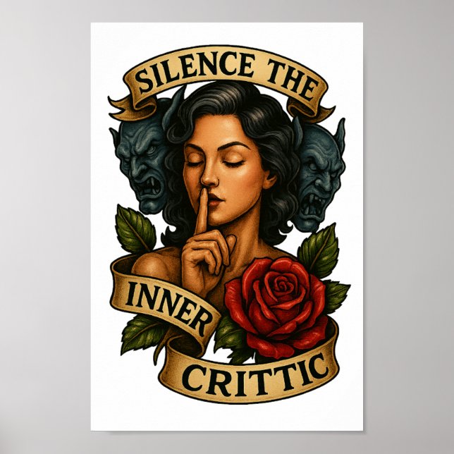Silence Inner Critic Tattoo PNG Clipart Poster (Vorne)