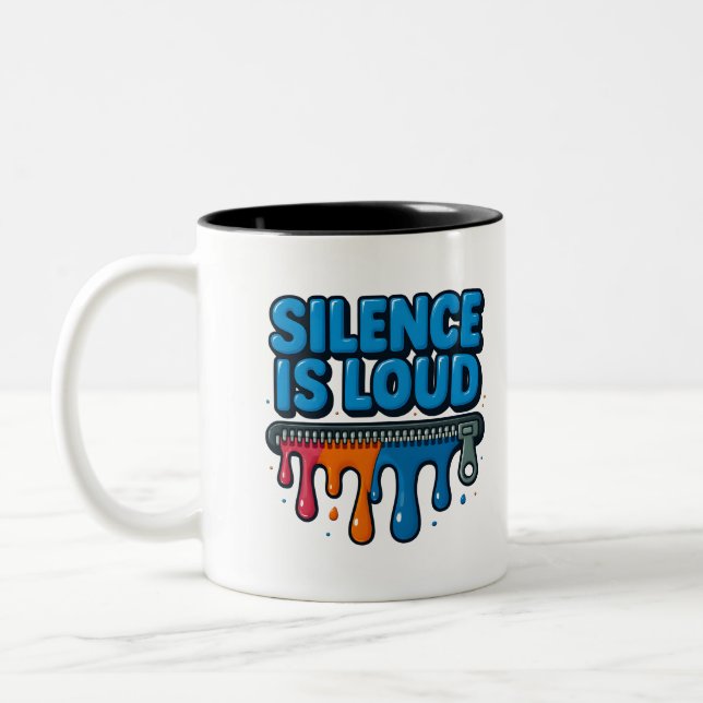 Silence Is Loud Bold Typography Art Mug Zweifarbige Tasse (Links)