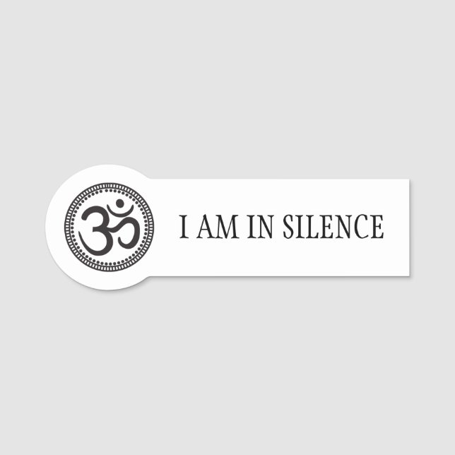 Silence Meditation - Om Symbol Tag Namensschild (Vorderseite)
