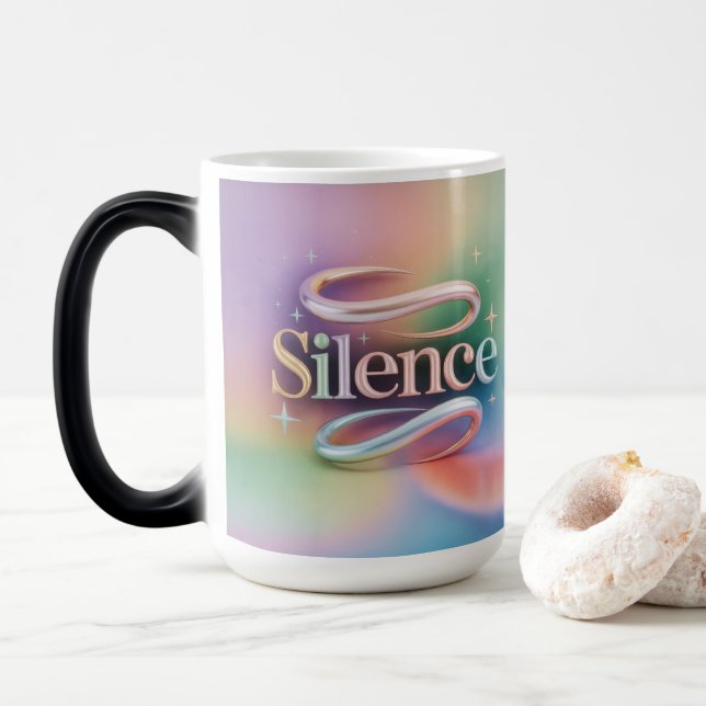 Silence Meditation Pastel Starry Morphing Mug Verwandlungstasse (Mit Donut)