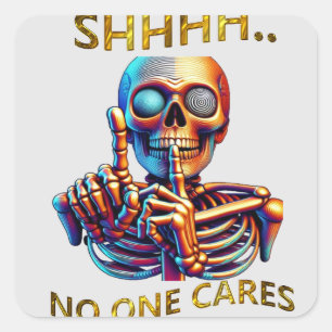 Silence Speaks Volumes Bunte Skelettbilder Quadratischer Aufkleber