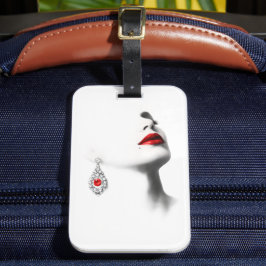 Silent Beauty – Monochrome Charcoal Art with Red Gepäckanhänger