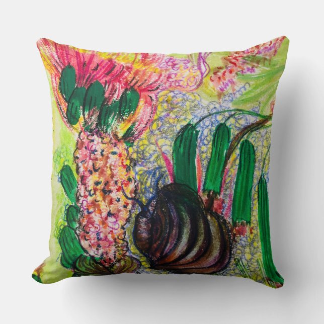 Silent Bloom - Botanische Blume und Pflanze Kunst Kissen (Vorderseite)