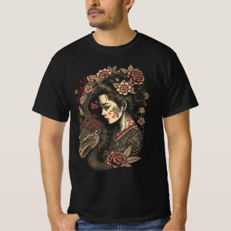Silent Bloom - Geisha & Dragon im Einklang T-Shirt