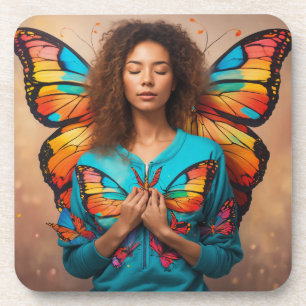 "Silent Butterfly Girl Hard Plastic Untersetzer" Getränkeuntersetzer