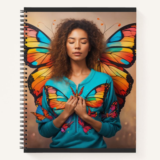 "Silent Butterfly Girl Spiral Notebook" Notizbuch (Vorderseite)