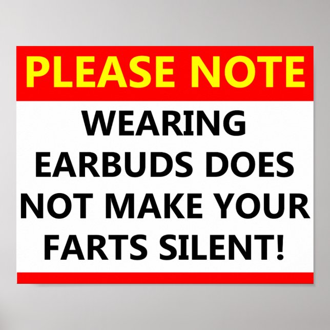 Silent Earbuds Funny Poster (Vorne)