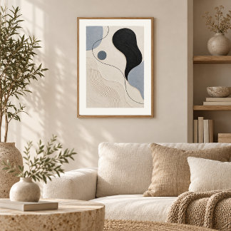 Silent Flow | Minimal Abstract Plaster Art Print Poster
