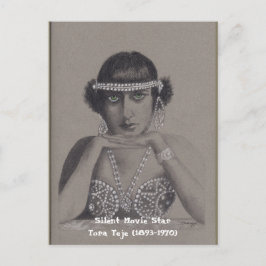 Silent Movie Star Orig Art Postkarte