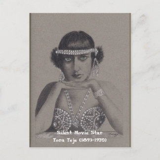 Silent Movie Star Orig Art Postkarte
