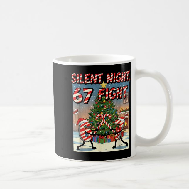 Silent Night 67 Fight Christmas Cartoon Tee  Kaffeetasse (Rechts)