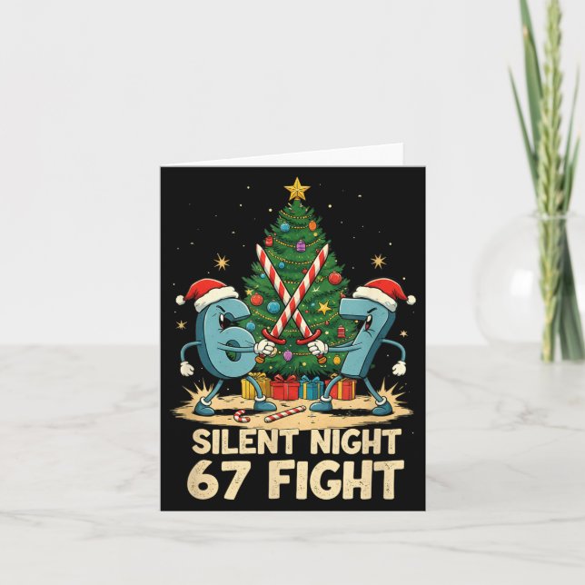 Silent Night 67 Fight Funny Christmas Tee  Karte (Vorderseite)