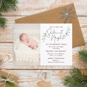 Silent Night Birth Announcement Holiday Card Feiertagskarte