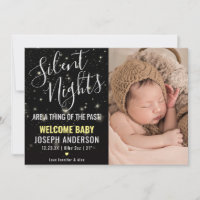 Silent Night Birth Announcement Newborn Foto Card