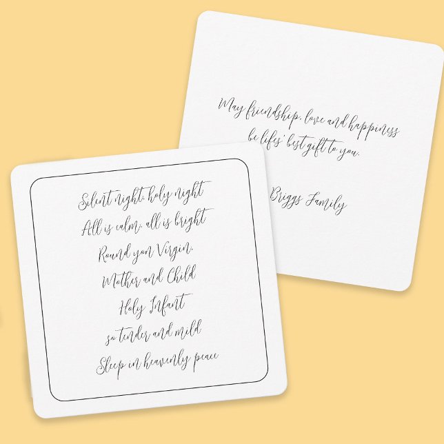 Silent Night Carol Texte Skript Weihnachten (Front and back view)