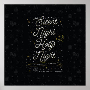 Silent Night Christmas Poster 24x24 / Black