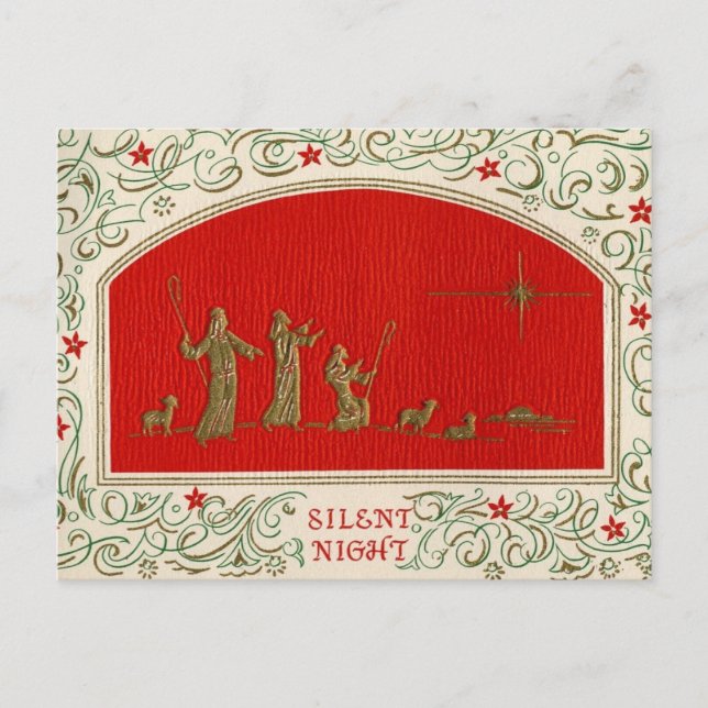 Silent Night Christmas Vintage Postcard Postkarte (Vorderseite)