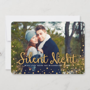 Silent Night Frohe Weihnachten Gold Tone Foto Card
