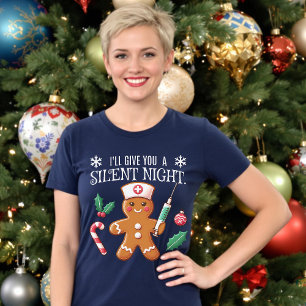 Silent Night Funny Christmas CRNA Gingerbrett T-Shirt