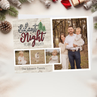 Silent Night Funny Family Weihnachtskarte Feiertagskarte
