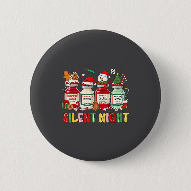 Silent Night Funny Nurse Christmas Design  Button (Vorderseite)