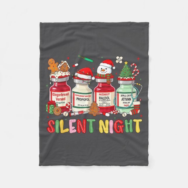 Silent Night Funny Nurse Christmas Design  Fleecedecke (Vorderseite)