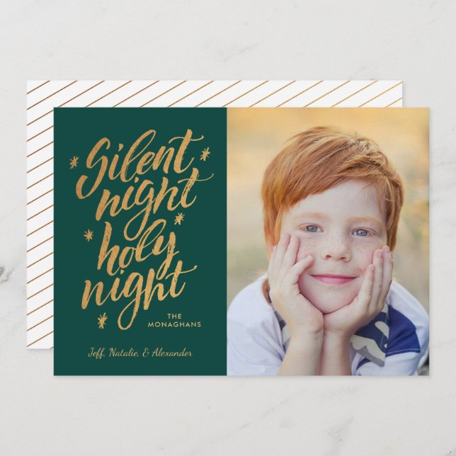 Silent Night Gold Found Weihnachten Foto Grün (Vorne/Hinten)
