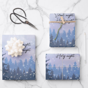 Silent Night Heilige Nacht Magic Winter Illustrati Geschenkpapier Set