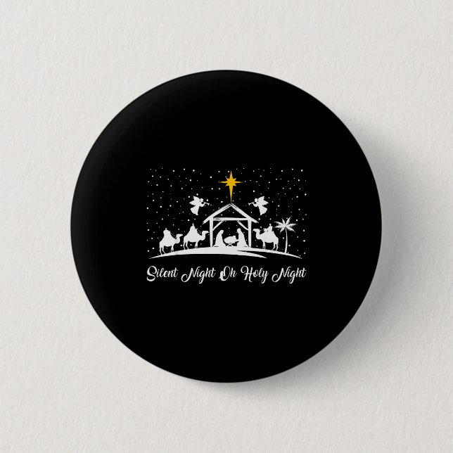 Silent Night Holy Night Nativity Scene Christian C Button (Vorderseite)