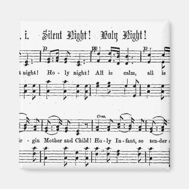 SILENT NIGHT HOLY NIGHT SHEET MUSIC CHRISTMAS SONG MAGNET (Vorne)