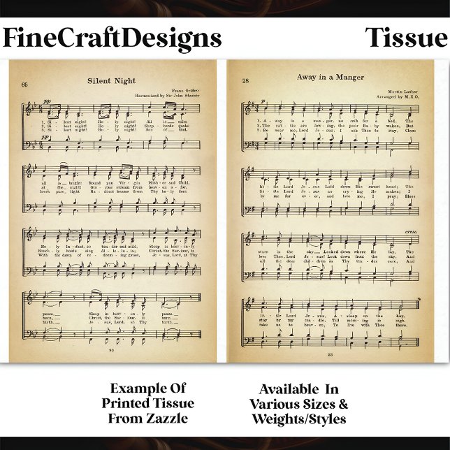 Silent Night & Manager Sheet Music DU9F Decoupage Seidenpapier (Von Creator hochgeladen)