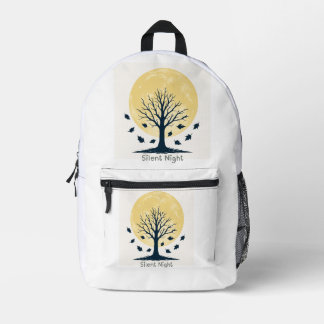 Silent Night Moonlight Tree Backpack Bedruckter Rucksack