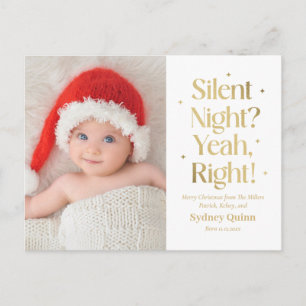 Silent Night New Baby Funny Christmas Postkarte