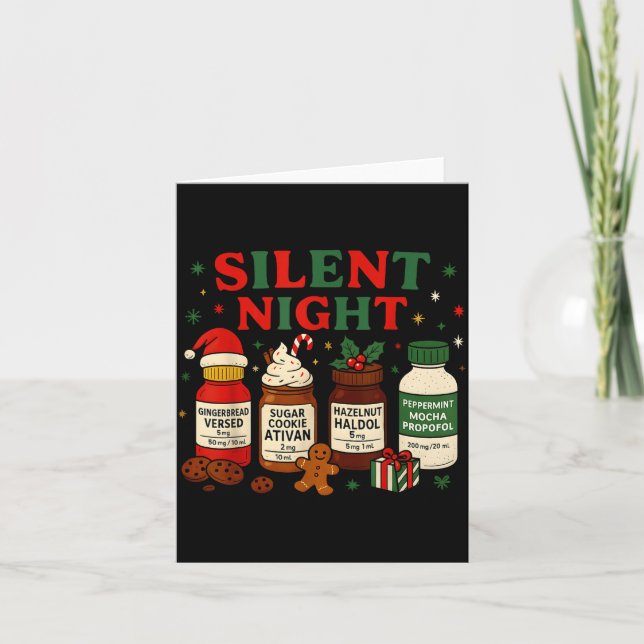 Silent Night Profol Icu Nurse Funny Christmas Medi Karte (Vorderseite)