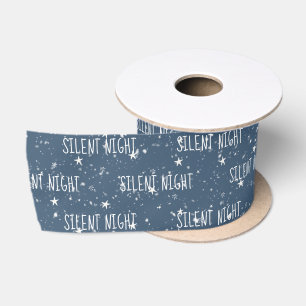 SILENT NIGHT Text mit Schneeflocken Satinband