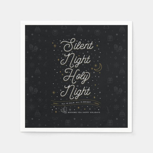 Silent Night Weihnachts Party Paper Napkins Serviette (Vorderseite)