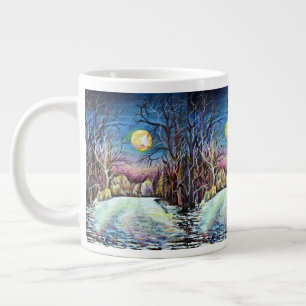Silent Night Winter Full Moon in Schweden Jumbo-Tasse