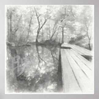 Silent Passage — 映 (Reflection) | Ink Painting Art Poster