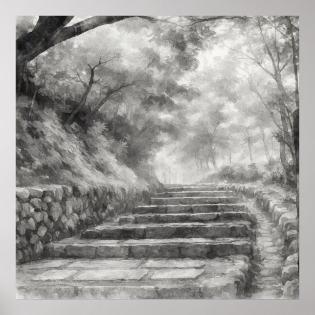 Silent Passage — 道 (The Path) Japanese Sumi-e Ink  Poster (Vorne)