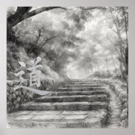 Silent Passage — 道 (The Path) Sumi-e Ink Painting Poster
